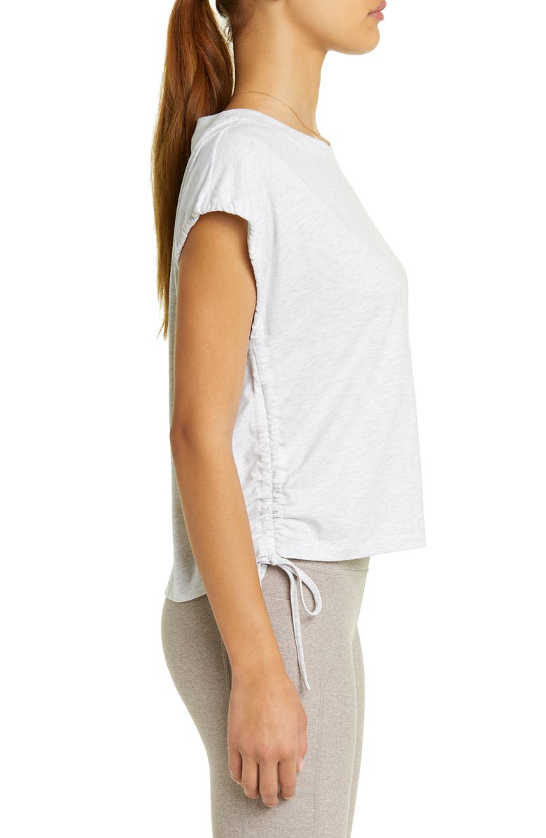 Zella Ruched Side Tie Pima Cotton Blend T-Shirt, Alternate, color, 