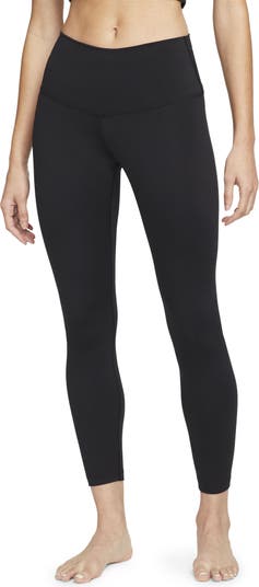 Nike Yoga Pants Womens Medium Black Pink Trim Dri-Fit Athletic