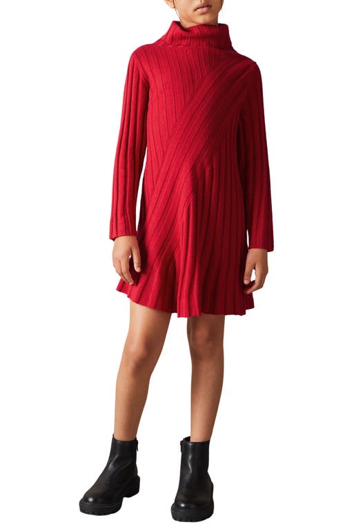 Shop Reiss Kids' Cady Long Sleeve Wool & Cashmere Blend Sweater Dress In Red