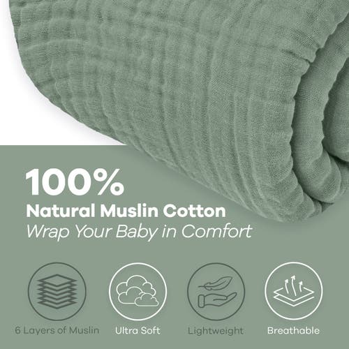 Comfy Cubs Adult Muslin Blanket In Fern