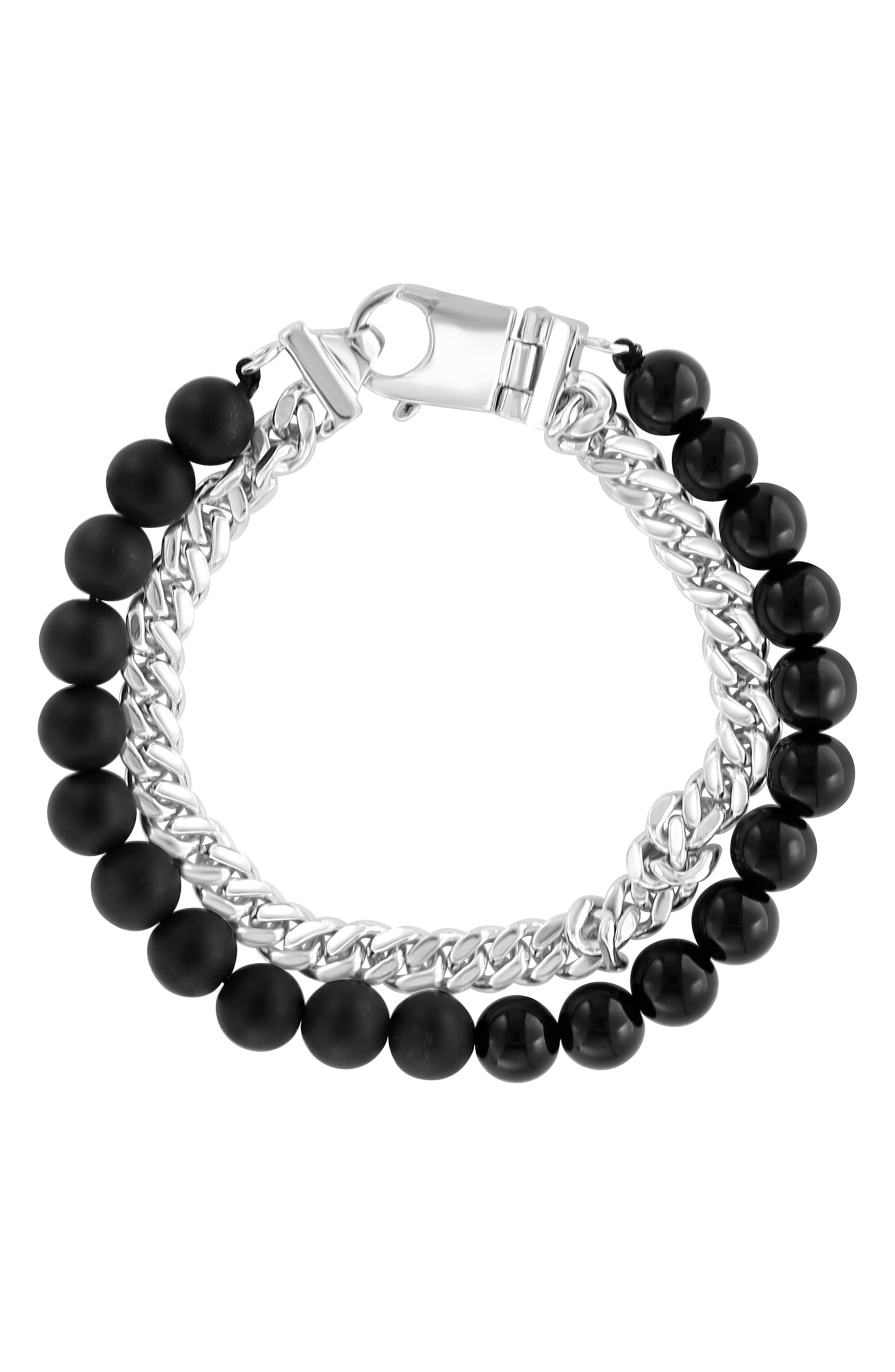 EFFY Men's Sterling Silver Onyx Chain Bracelet Nordstromrack