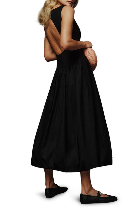 Shop Reformation Elvira Cotton Midi Dress In Black