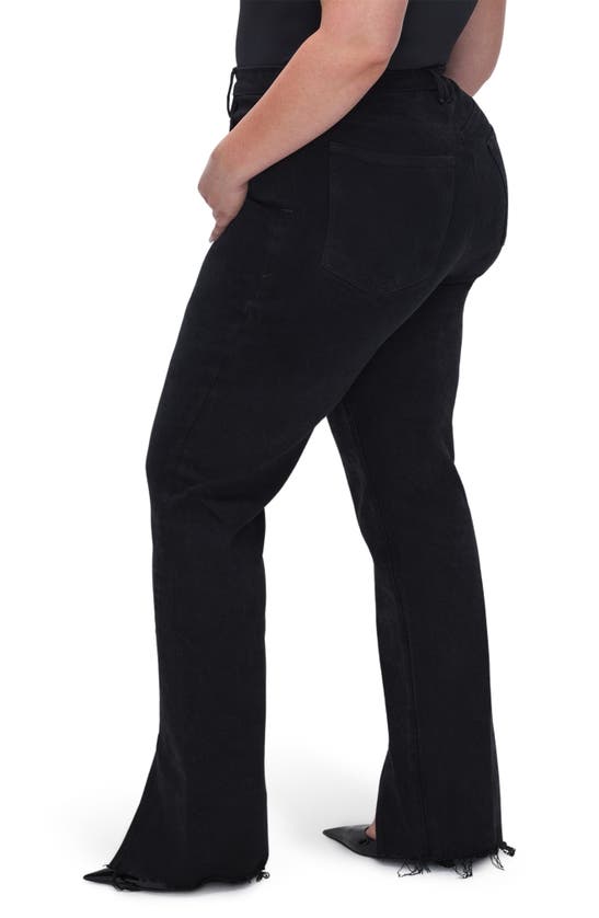 Good American Good Boy Twisted Slit Raw Hem Jeans In Black318