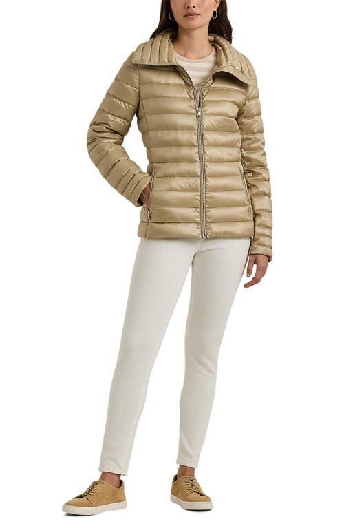 Shop Lauren Ralph Lauren Down Puffer Jacket In Birch Beige