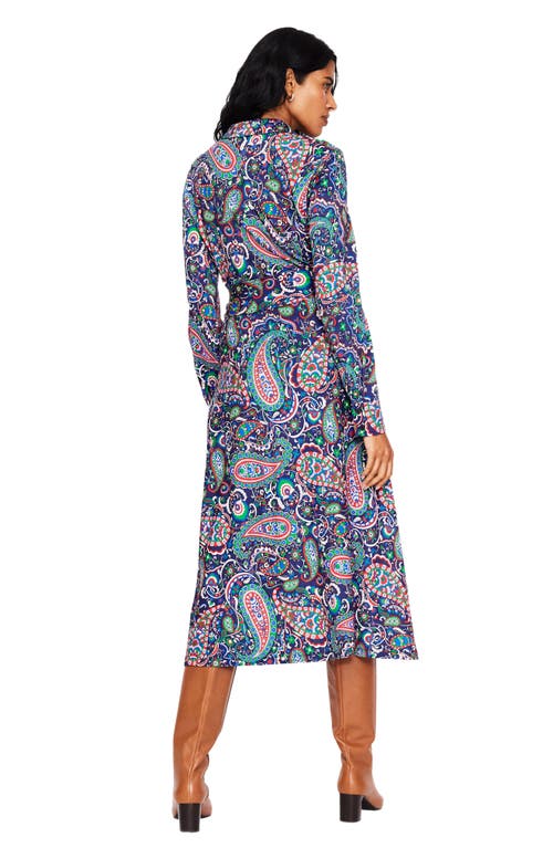 Shop Boden Laura Paisley Long Sleeve Belted Shirtdress In Navy Paisley Paradise