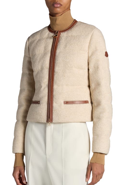 Shop Moncler Serinde Bouclé & Quilted Down Jacket In Soft Beige