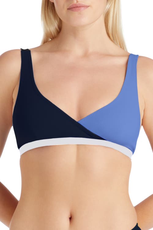 Shop Valimare Carmel Color Block Bikini Top In Navy Blue