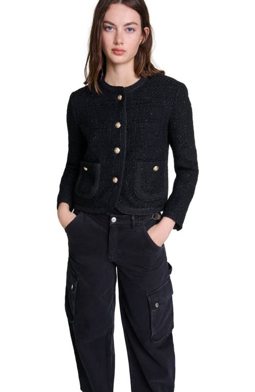 Shop Maje Short Tweed Jacket In Black