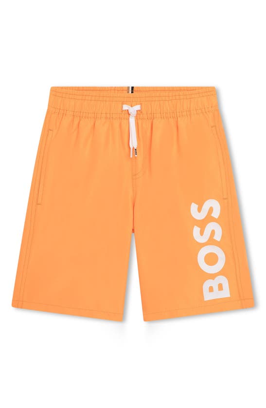 Shop Bosswear Boss Kidswear Kids' Swim Trunks In 389-tangerine