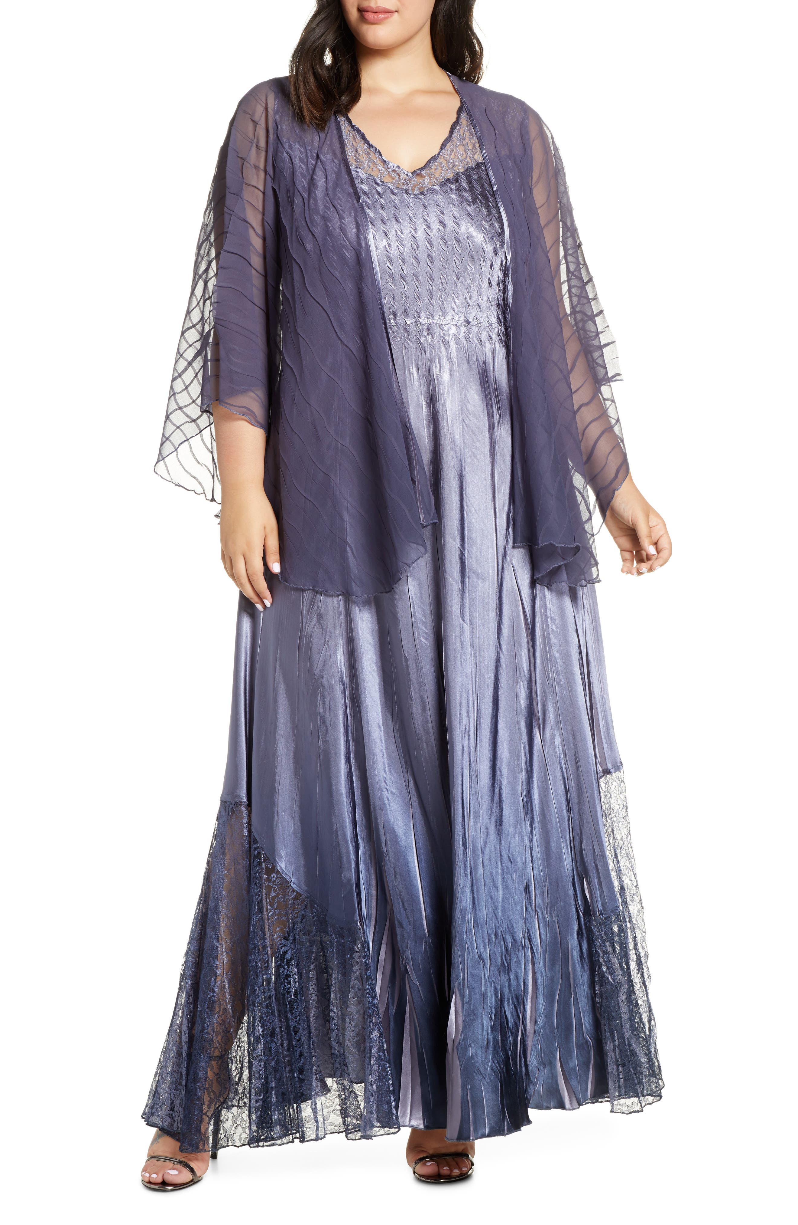Plus Size Komarov Embellished Maxi Dress With Jacket, Purple