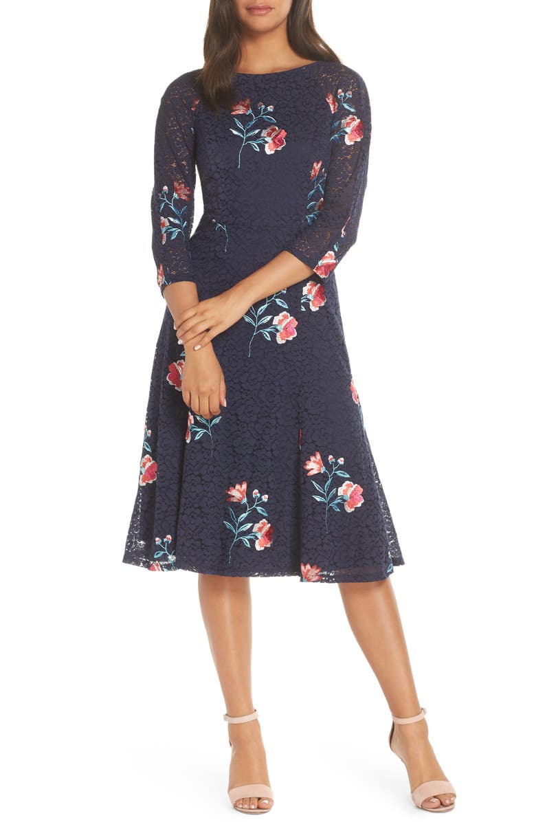 Eliza J Embroidery & Lace A-Line Dress (Regular & Petite) | Nordstrom