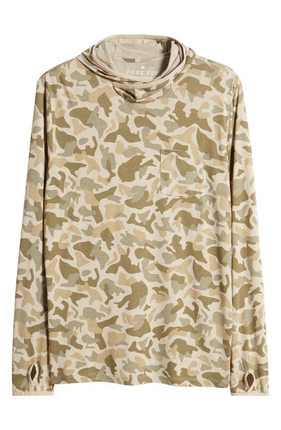 Shop Free Fly Camouflage Lightweight Upf 20+ Hoodie In Barrier Island Camo