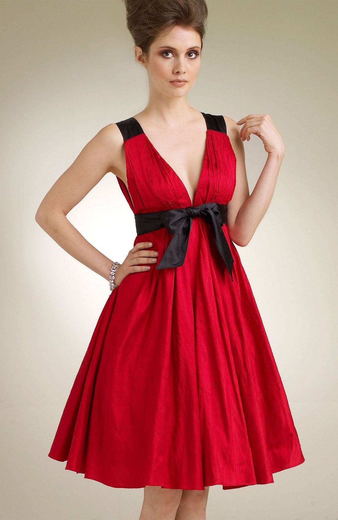 ABS by Allen Schwartz Silk Shantung Babydoll Dress Nordstrom