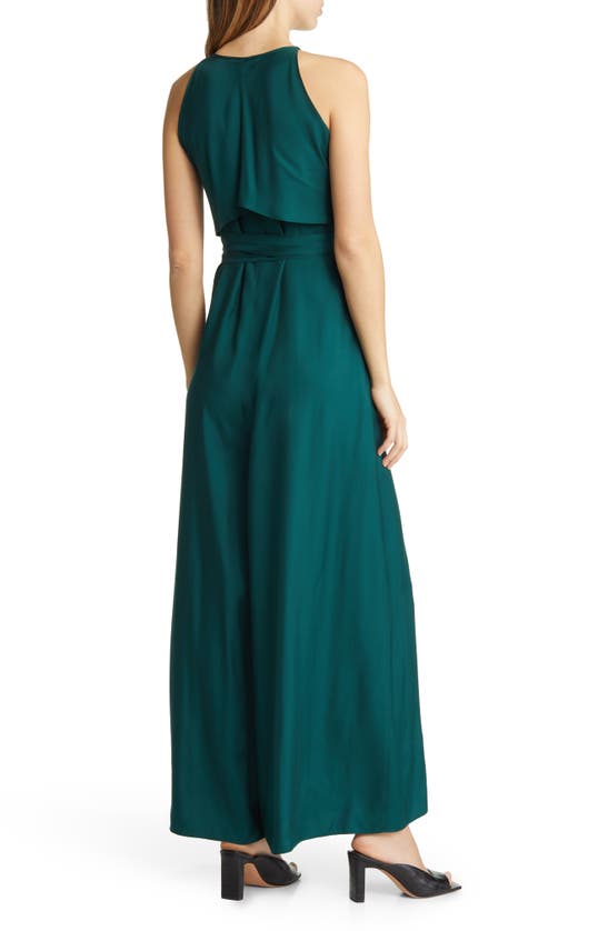Ted Baker Meriahh Halter Neck Wide Leg Jumpsuit In Dark Green