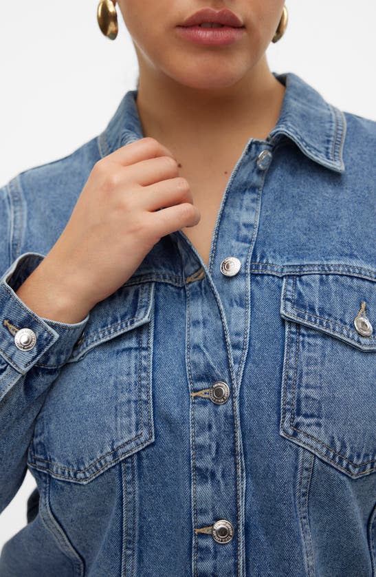 Shop Vero Moda Curve Cray Denim Jacket In Medium Blue Denim