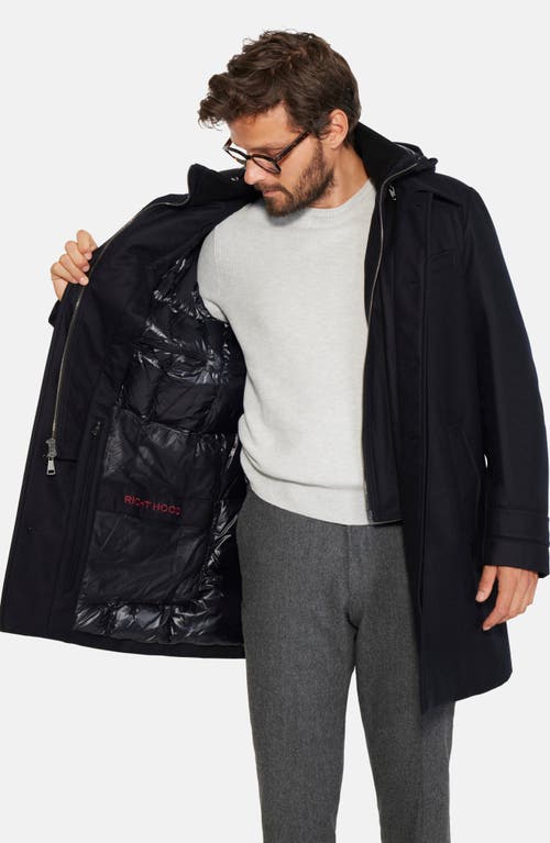 Norwegian Wool Hooded Waterproof Down Coat In Black