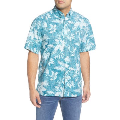 Reyn Spooner Tigerlily Burst Classic Fit Short Sleeve Button-Down Shirt, Green