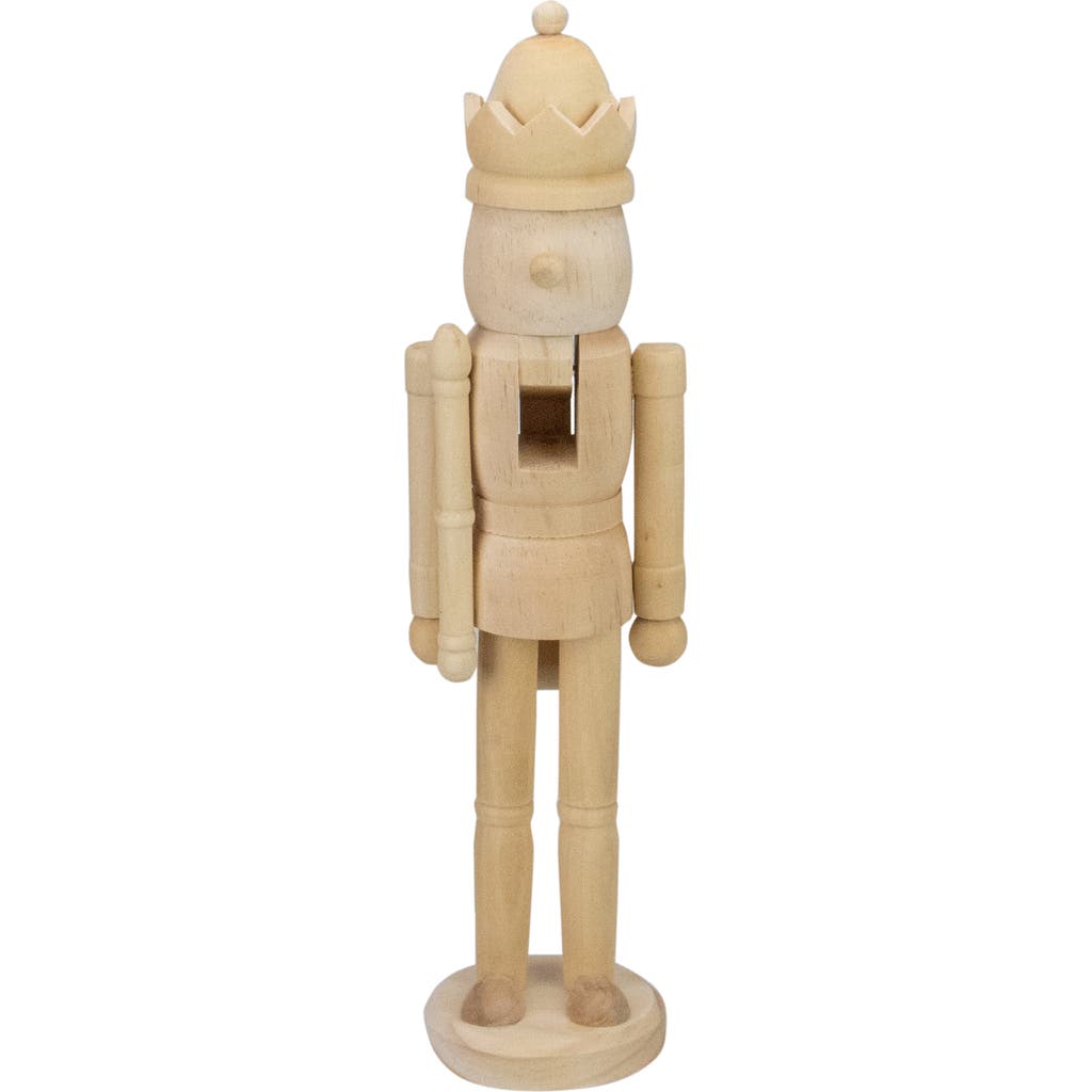 Northlight 14.75" Unfinished Paintable Wooden Christmas Nutcracker With A Crown In Ivory