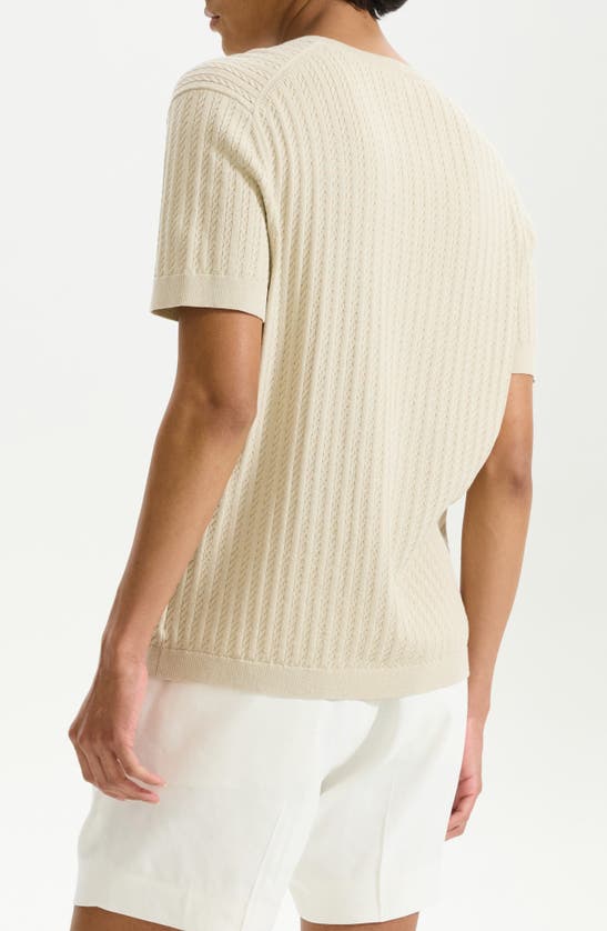Shop Theory Cable Short Sleeve Cotton Blend Sweater In New Sand