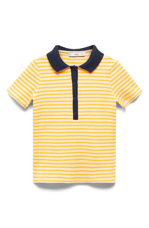 Shop Mango Almond Polo In Yellow Stripe