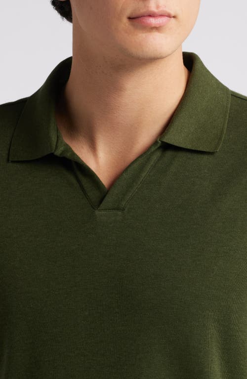 Shop Nordstrom Clean Long Sleeve Pima Cotton Polo In Green Depths Heather