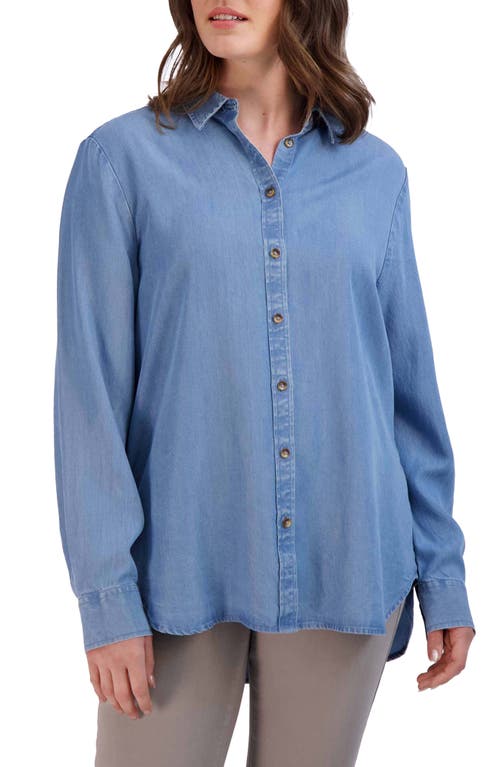 Foxcroft Hampton Long Sleeve Button-Up Shirt Blue Wash at Nordstrom,