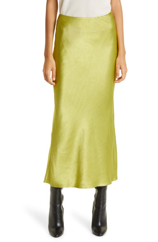 Jason Wu Straight Midi Slip Skirt In Green Tea