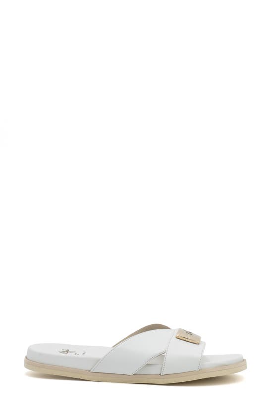 Amalfi By Rangoni Bardolino Slide Sandal In White Parmasoft Gold Hardware