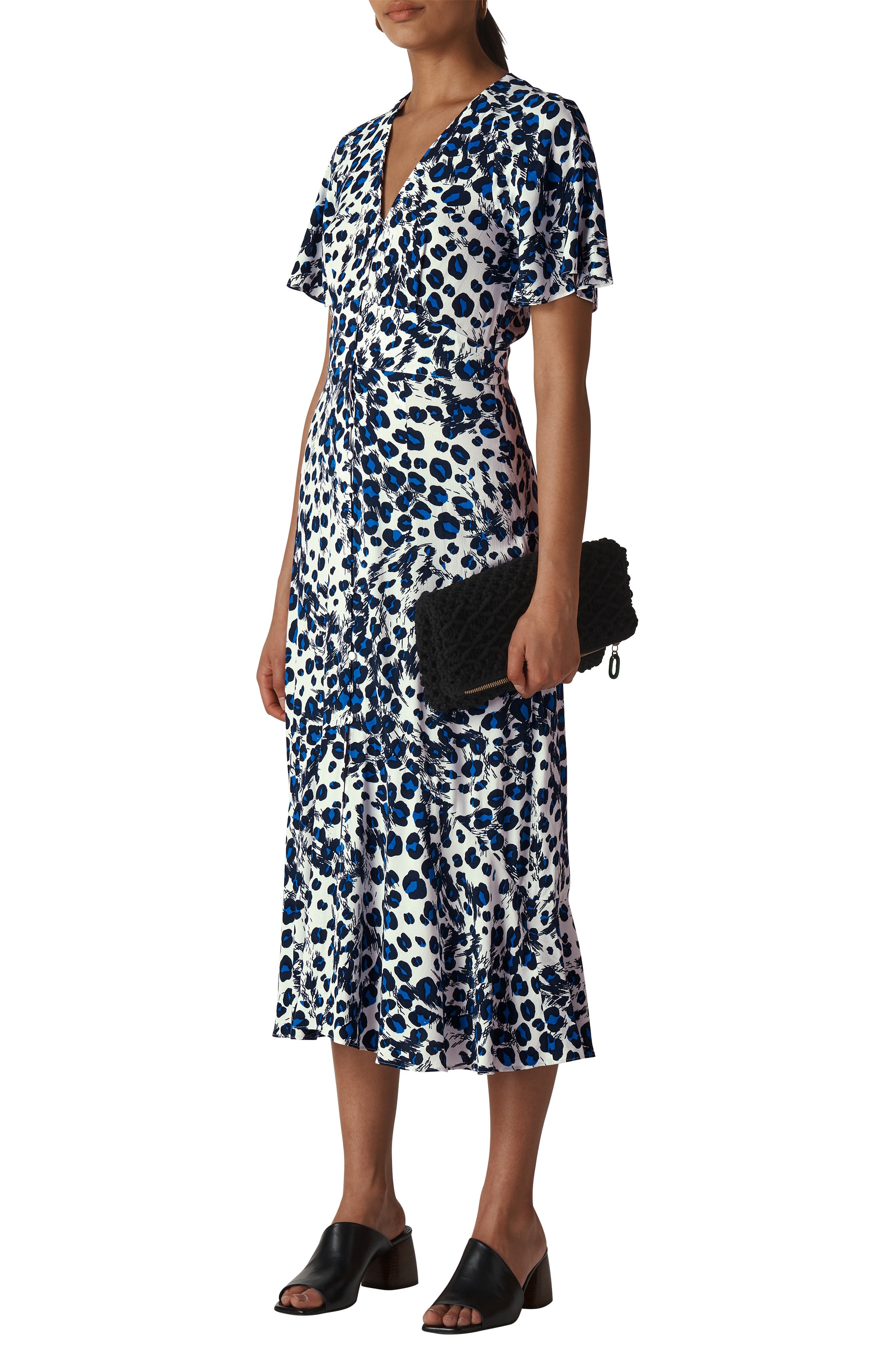 whistles brushed leopard button dress