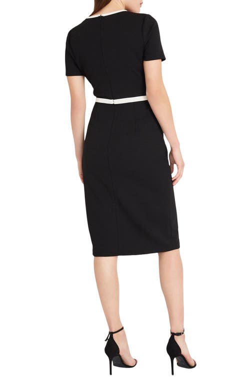 Donna Morgan For Maggy Scuba Crepe Midi Dress In Black/white