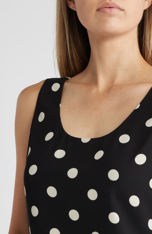 Shop Anne Klein Polka Dot Scoop Neck Shell In Anne Black/anne White