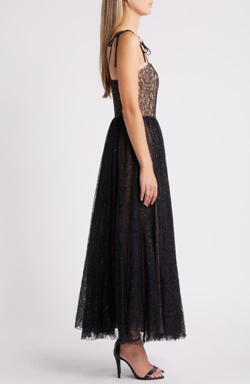 Chelsea28 Lace Sequin Tie Strap Maxi Dress In Black