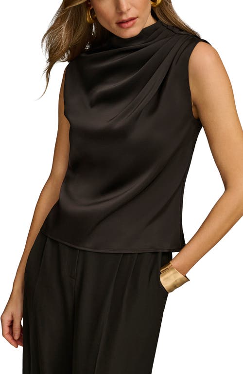 Donna Karan New York Draped Sleeveless Matte Satin Top In Black