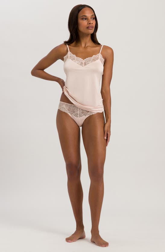 Shop Hanro Josephine Lace Trim Camisole In Peach Whip