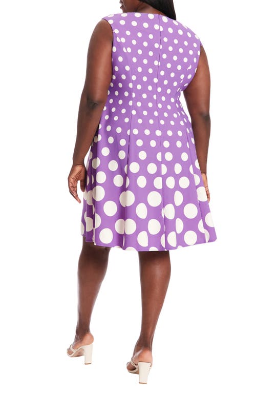 Shop London Times Polka Dot Fit & Flare Dress In Lilac/ivy