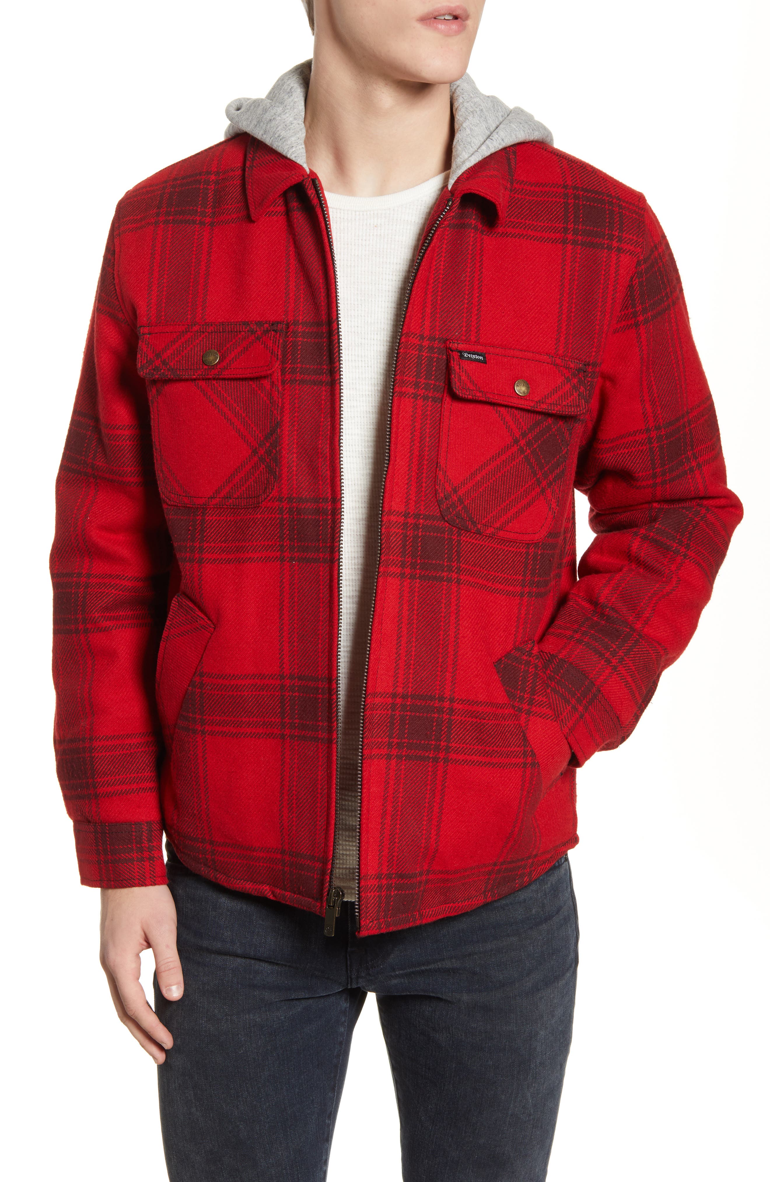 red flannel hooded jacket