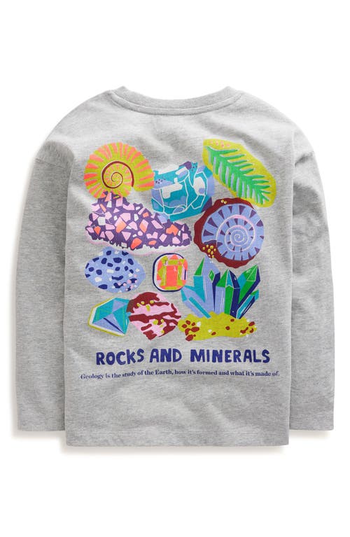 Shop Mini Boden Kids' Education Long Sleeve Graphic T-shirt In Grey Marl Gemstones