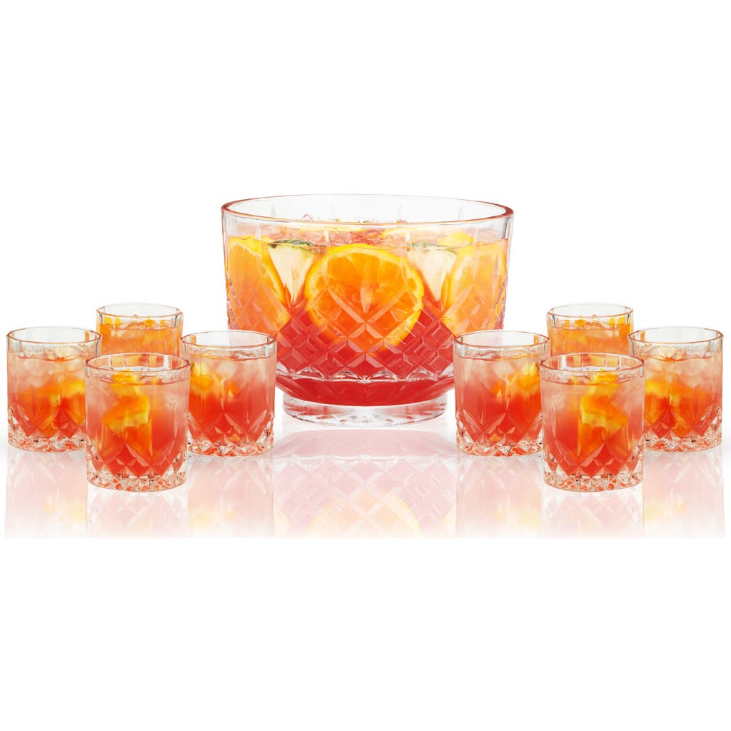 Viski Admiral Crystal 9-piece Punch Bowl & Tumbler Set In Clear