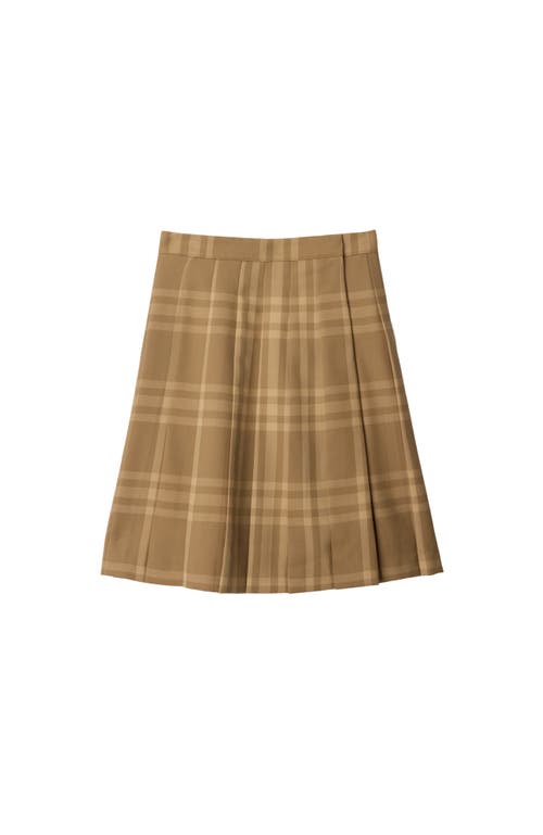 Burberry Check-pattern Pleated Skirt In Dark Sand