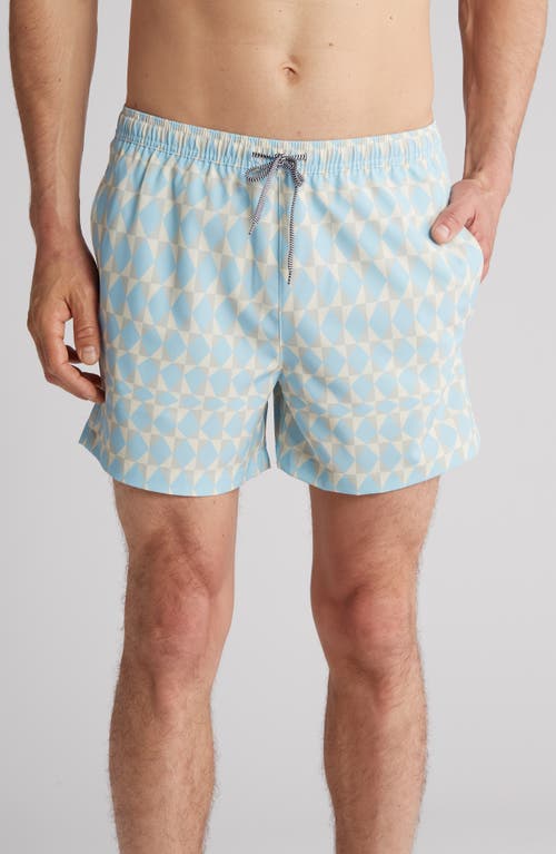 Recycled Volley Swim Trunks in Blue Diamond Grid