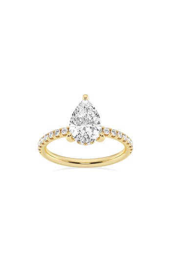 Badgley Mischka Collection 14k Gold Pear Cut Lab Created Diamond Engagement Ring In Yellow Gold