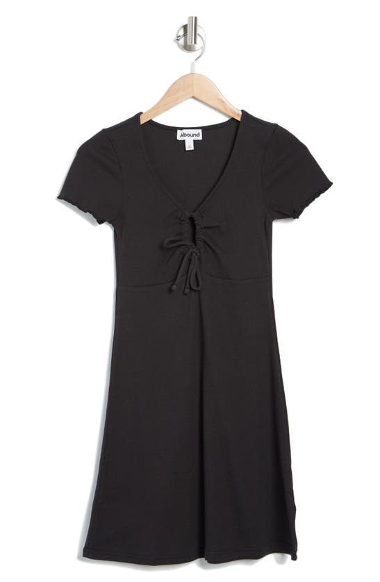 Abound Keyhole Short Sleeve Organic Cotton Blend Dress In Black