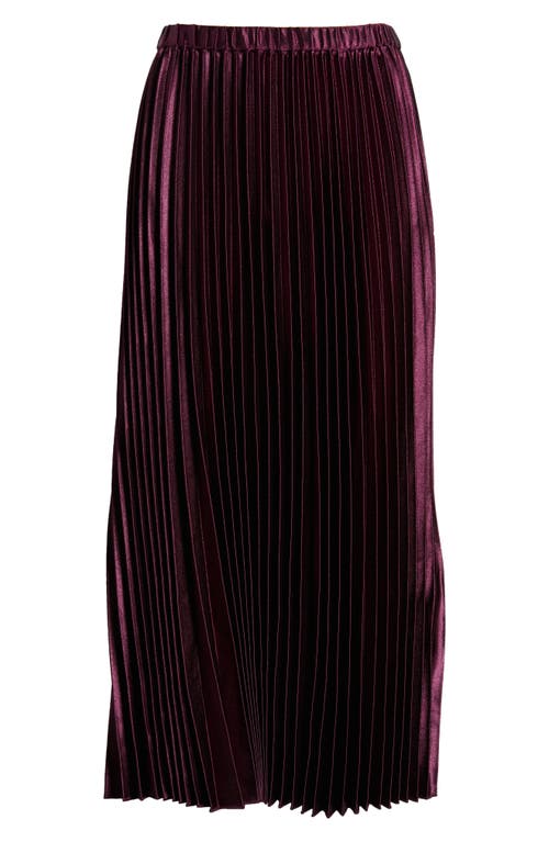Shop Anne Klein Pleated Satin Skirt In Deep Plum