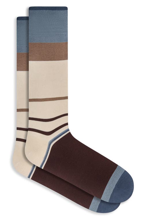 Shop Bugatchi Colorblock Cotton Blend Dress Socks In Mocha