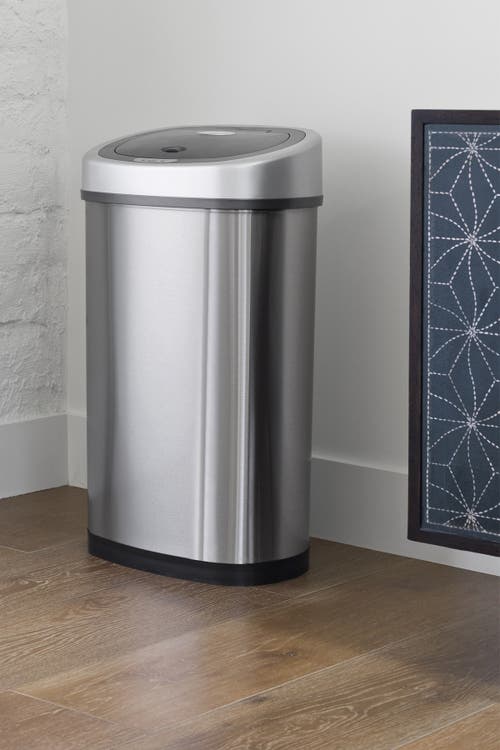 Ninestars 50l Sensor Trash Can In Silver Black