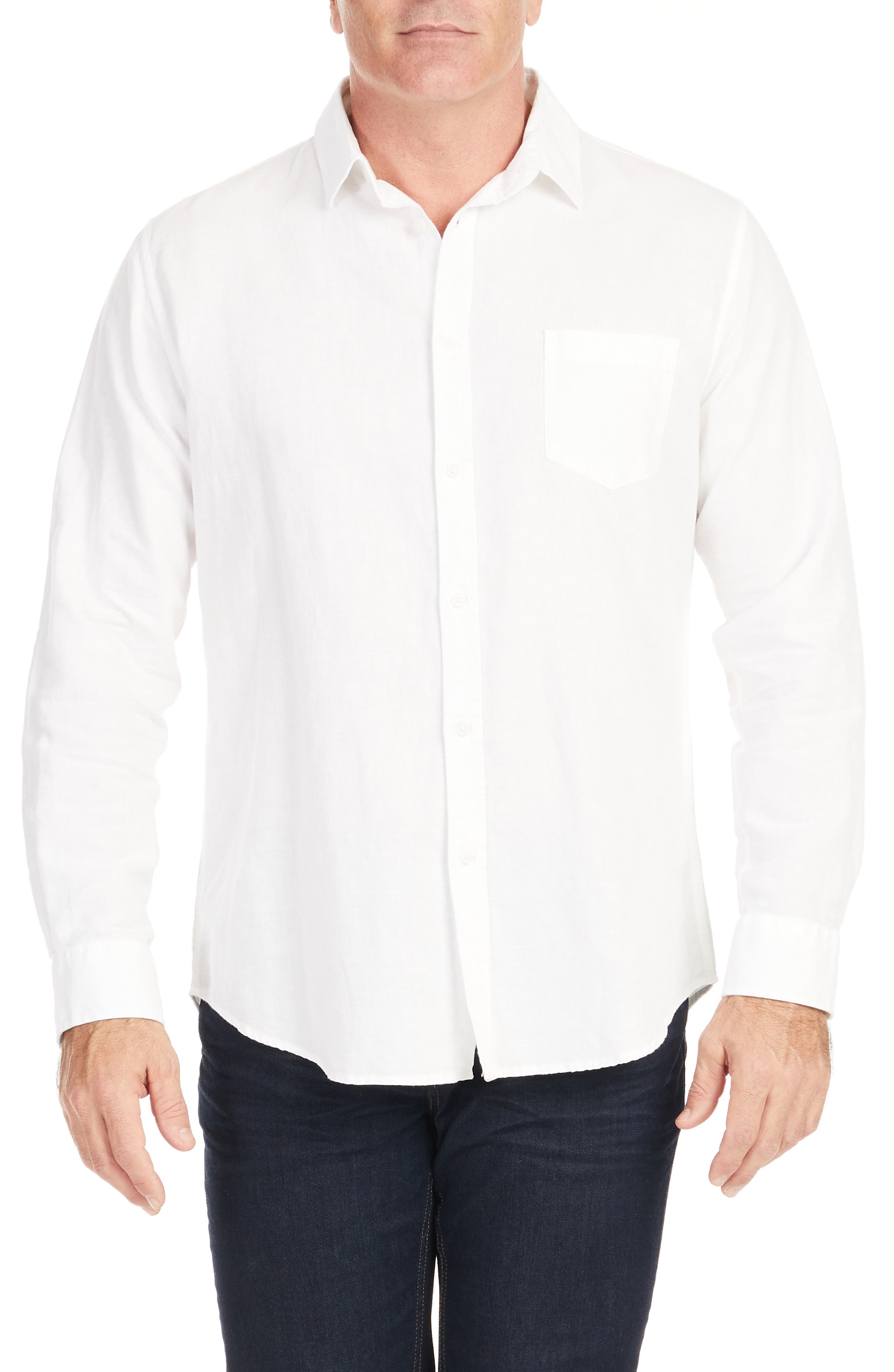 Johnny Bigg Anders Relaxed Fit Button-Up Linen & Cotton Shirt in White at Nordstrom