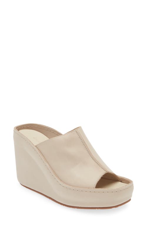 Pearl Platform Wedge Sandal in Off White Leather