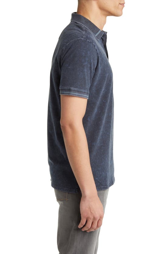 Stone Rose Tipped Acid Wash Performance Jersey Polo In Navy