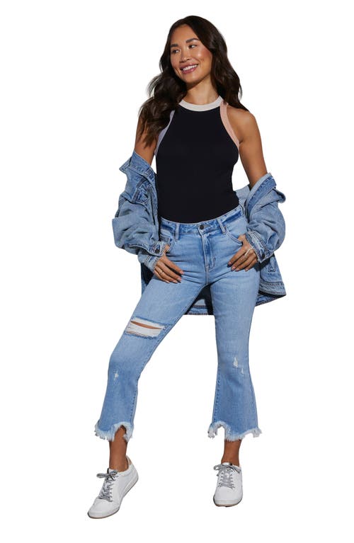 Vici Collection Keanu Ripped Crop Flare Jeans In Light Wash