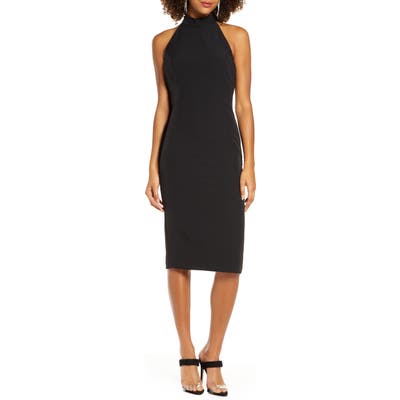 Bardot Jaden Bow Halter Sheath Cocktail Dress, Black